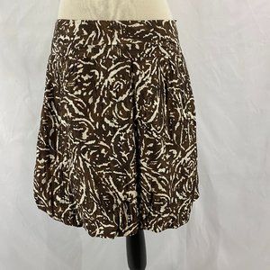 Banana Republic A Line Bubble Hem Brown White Silk